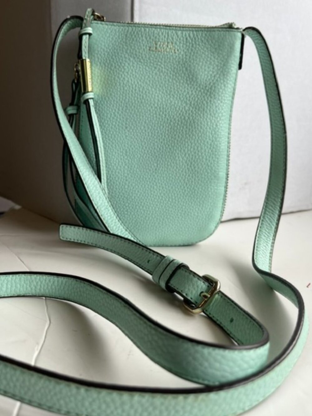 Vince Camuto leather crossbody phone bag.
